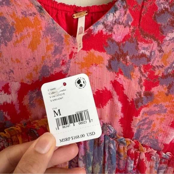 NWT Free People Boho Tiered Julianna Maxi Dress in Cherry Combo size Medium - Picture 10 of 12